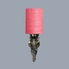 Devansh Metal Electric Wall Light in Antique Gold Colour with Pink Shade Count of 1 Light