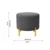Doe Buck Premium Boucle Round Ottoman in Matte Grey Colour with Polished Gold Legs