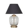 SECRET Water Droplets On Glass and Brass Finish Metal Large  Table Lamp With Black Cotton Shade