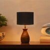 Devansh Black Cotton Table Lamp With  Wood Natural Base (7X13 Inches)-3
