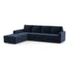 Apollo Fabric Sectional Sofa (Colour : Cobalt, Cushion : Hard, Back Type : Regular, Seating Capacity : Left Aligned 3 Seater + Left Aligned Chaise + Ottoman)