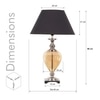 Hinton Amber Glass And Nickel Finish Metal Table Lamp With Black Cotton Shade