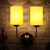 Devansh Metal Electric Wall Light in Gold Colour with Yellow Shade Count of 2 Lights
