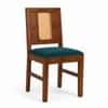 Globally Indian Fleur Solid Sheesham Wood 6 Seater Dining Table Set 6 Chairs Teal Blue