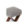 Dayton Sheesham Wood Accent Square Set of 2   Stools in Grey Cotton Velvet Upholstery