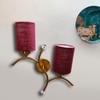 Devansh Metal Electric Wall Light in Gold Colour with Maroon Shade Count of 2 Lights