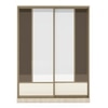 Velora Premium 2 Door 8ft Sliding Wardrobe with mirror Double cream - Brown Tinted Ligth Oak Finish