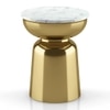 Alaya Round White Marble Top Metal Side Table in Gold finish