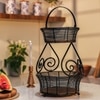 Ireka Home Swirl Acacia Wood Storage Basket with Metal Handles