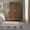 Toledo Solid Wood 2 Door Wardrobe In Danish Walnut Finish