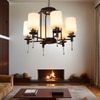 Eliante 6-Light White Chandelier, Mild Steel Frame With Glass Shades, Modern Ceiling Light Fixture