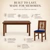 Globally Indian Ananta Solid Sheesham Wood 6 Seater Dining Table Set 6 Chairs Navy Blue
