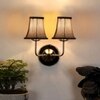 Devansh Dual Steel Metal Wallmounted Lamp With Beige Jute Shade