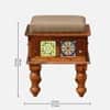 Rangrez Sheesham Wood Seating Stool in Honey Oak Finish with Beige Cushion