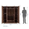 Julian Engineered Wood 4 Door Mirror Wardrobe In Walnut Finish