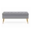 Doe Buck Velvet Tufted Storage Bench in Grey Colour with Gold Legs