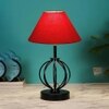 Amira Red cotton Table lamp with Iron Base