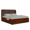 Lotus Solid Wood King  Size Upholstered Bed With Drawer Storage (Honey Oak Finish)