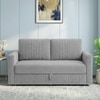 Alfon 2 Seater Velvet Pull Out Sofa Cum Bed with Storage In Grey
