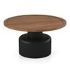 Toro Solid Wood Round Coffee Table In Dual Tone Amber Walnut And Black Finish