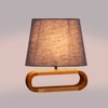 Devansh Grey Cotton Table Lamp With  Wood Natural Base -7