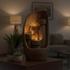 Tabletop Modern Bowl Water Fountain With Bamboo Finish