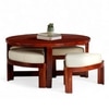 Nashville Sheesham Wood Accent Coffee Table Set With 4 Stools In Honey Finish