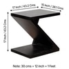 Berlin Sheesham Wood Contemporary Rectangle End Table Side Table In Extra Dark Mahagony Finish