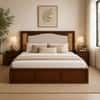 Reva Solid Wood Compact King Bed Box Storage Provincial Teak Finish Mattress 72 x 72 Inches
