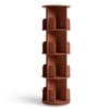 360° Rotating Bookshelf – 4 Tier Multi-Level Book Display and Storage Shelf, Brown Finish