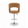 Doe Buck Adjustable Upholstered Bar Stool in Brown Colour with Chrome Base