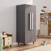 Hexa Red Wooden 2 Door Wardrobe with Drawer and Hanging Space in Slate Grey Colour