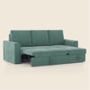Kowloon Sectional 3 Seater Pull Out  Sofa Cum Bed with Storage in Dusty Turquiose Velvet Colour