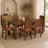 Globally Indian Mahira Solid Sheesham Wood 6 Seater Dining Table Set 6 Chairs Terracotta Orange
