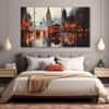 The Castle Decor London Vintage Abstract Wall Art Set of 5 Digital Painting 27x48 Inch