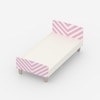 Minimalist Kids Single Bed in White and Pink Stripes