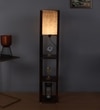 Brown Square Floor Lamp with Black Shade