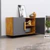 Hexa Red Multipurpose Storage Cabinet With 3 Door in Giant Wood And Slate Grey Colour