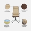 Ettorez Lexus Hb Ultra Premium Leatherette Office Chair In Beige And Mocha Colour