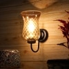 Devansh Metal Electric Wall Light in black Colour with Lavender Shade Count of 1 Light