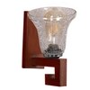 Devansh Solid Wood Electric Wall Light in Brown Colour with Transparent Shade Count of 1 Light