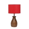 Devansh Red Cotton Table Lamp With  Wood Natural Base (7X13 Inches)-4