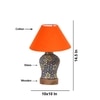 Devansh Conical Orange Cotton Shade Lamp With Wood & Mosaic Glass Base For Decoration/Office/Home/Gifting/Study For Decoration/Office/Home/Gifting/Study -(10X10X14.5) Inches -A