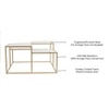Valentino Frosted Glass Bunching Coffee Table In Dark Gold Finish