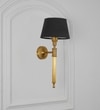Parker Single Light Wall Fitting In Antique Brass Finish Metal With Black Cotton Shade