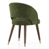 Massa Solid Wood And Sanwar 4 Seater Round Dining Table with 4 Celia Accent Dining Chair in (Finish: Danish Walnut, Colour: Deep Olive Velvet)