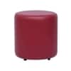 Doe Buck Mary Leather Round Ottoman Stool in Pink Colour