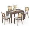 Atlas Crest Storage Solid Wood 4 Seater Dining Table With Reed Dining Chairs