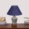 Devansh Conical Blue Jute Shade Lamp With Wood & Mosaic Glass Base For Decoration/Office/Home/Gifting/Study For Decoration/Office/Home/Gifting/Study -(10X10X14.5) Inches -A