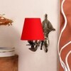 Devansh Metal Electric Wall Light in Antique Gold Colour with Red Shade Count of 1 Light